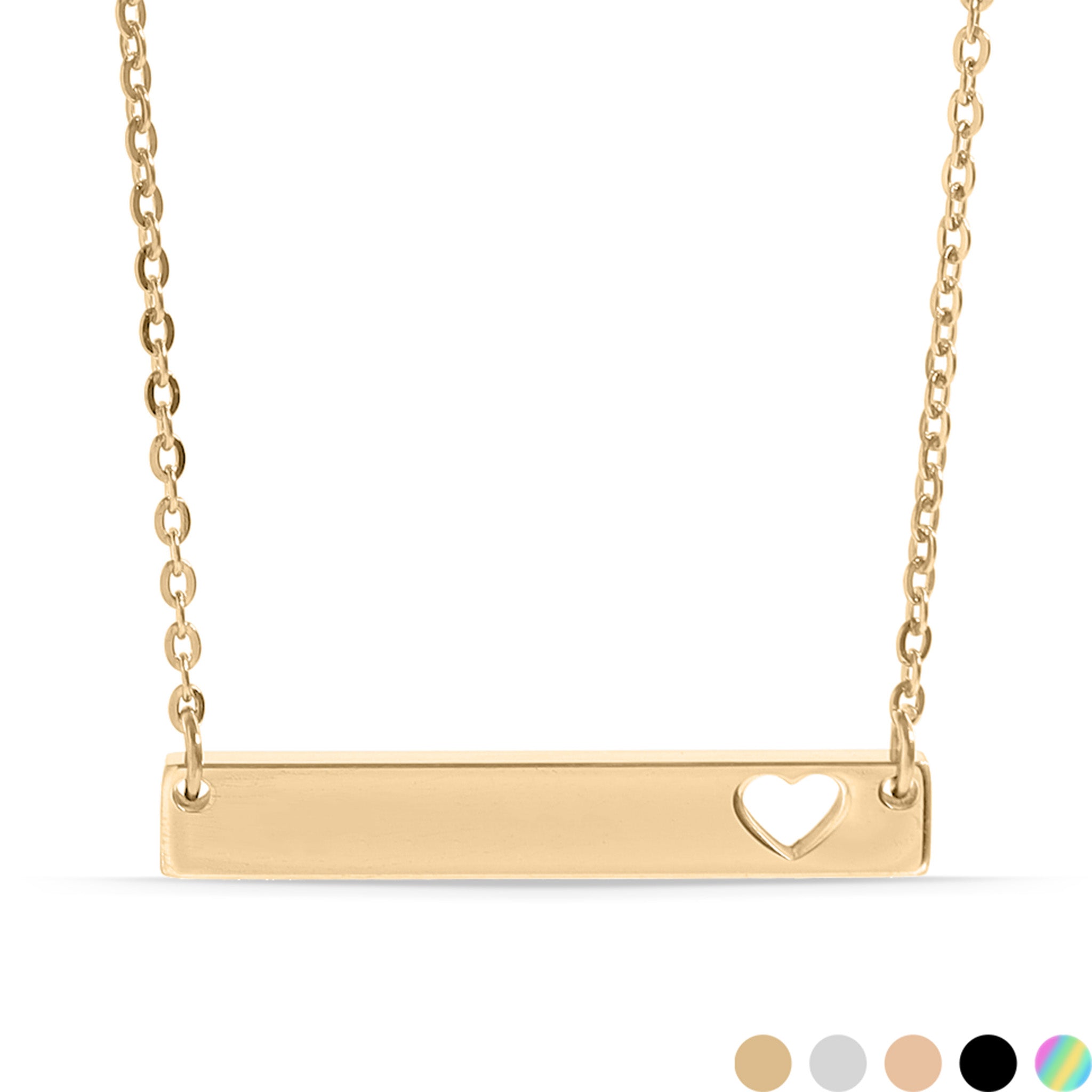 18K Gold PVD Blank Cutout Heart Bar Necklace