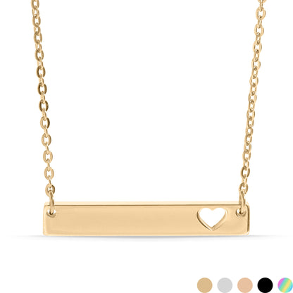 18K Gold PVD Blank Cutout Heart Bar Necklace
