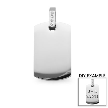18K Gold PVD Stainless Steel CZ Dog Tag Pendant