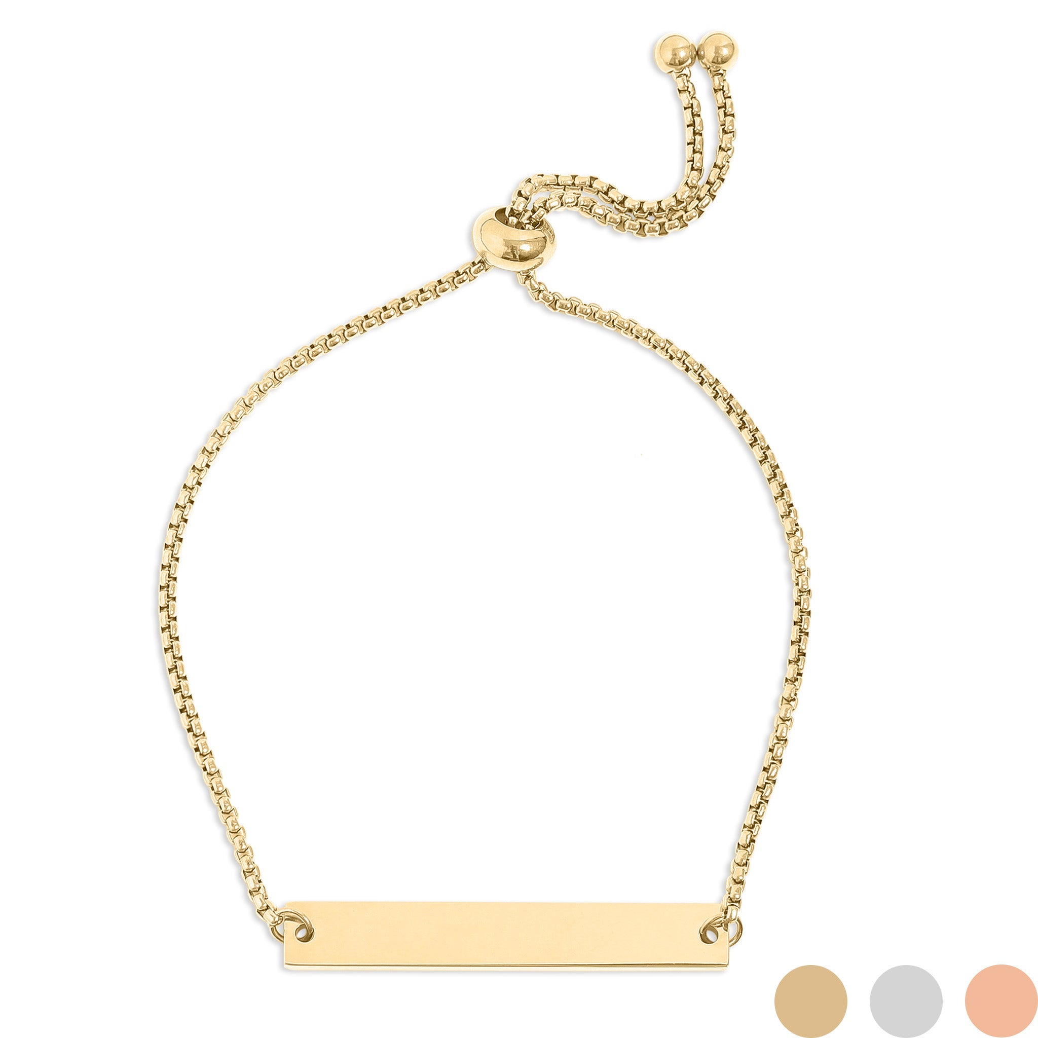 18K Gold PVD Stainless Steel Flat Adjustable Blank Bar Bracelet
