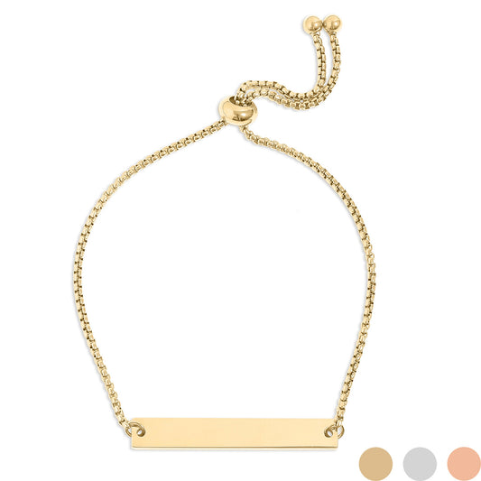 18K Gold PVD Stainless Steel Flat Adjustable Blank Bar Bracelet