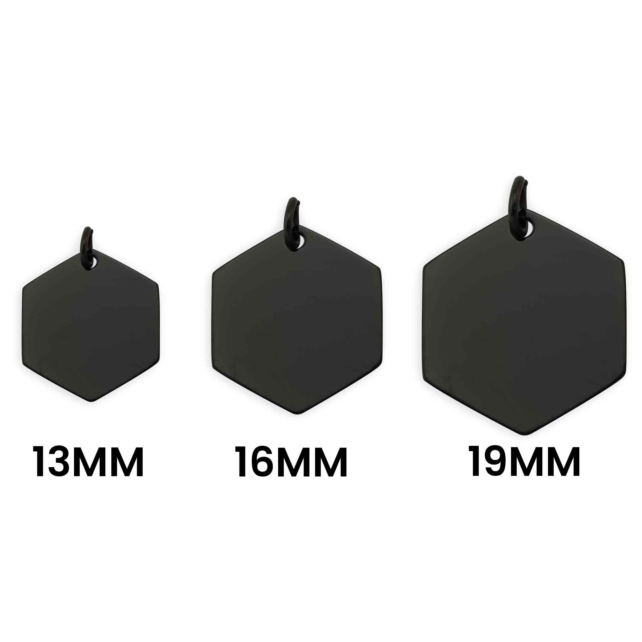 Black Stainless Steel Blank Hexagon Pendant