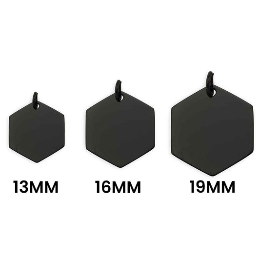 Black Stainless Steel Blank Hexagon Pendant