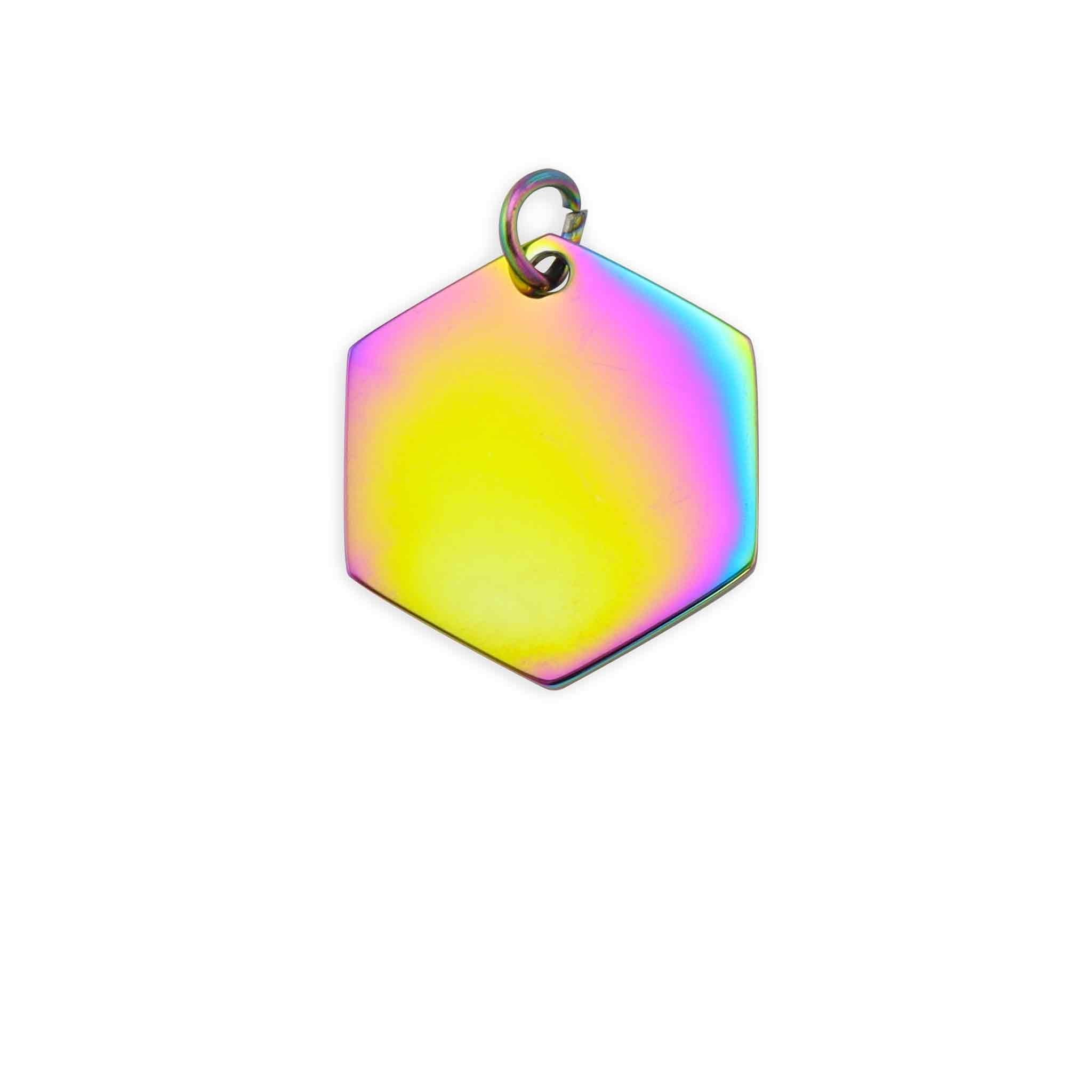 Rainbow Stainless Steel Blank Hexagon Pendant
