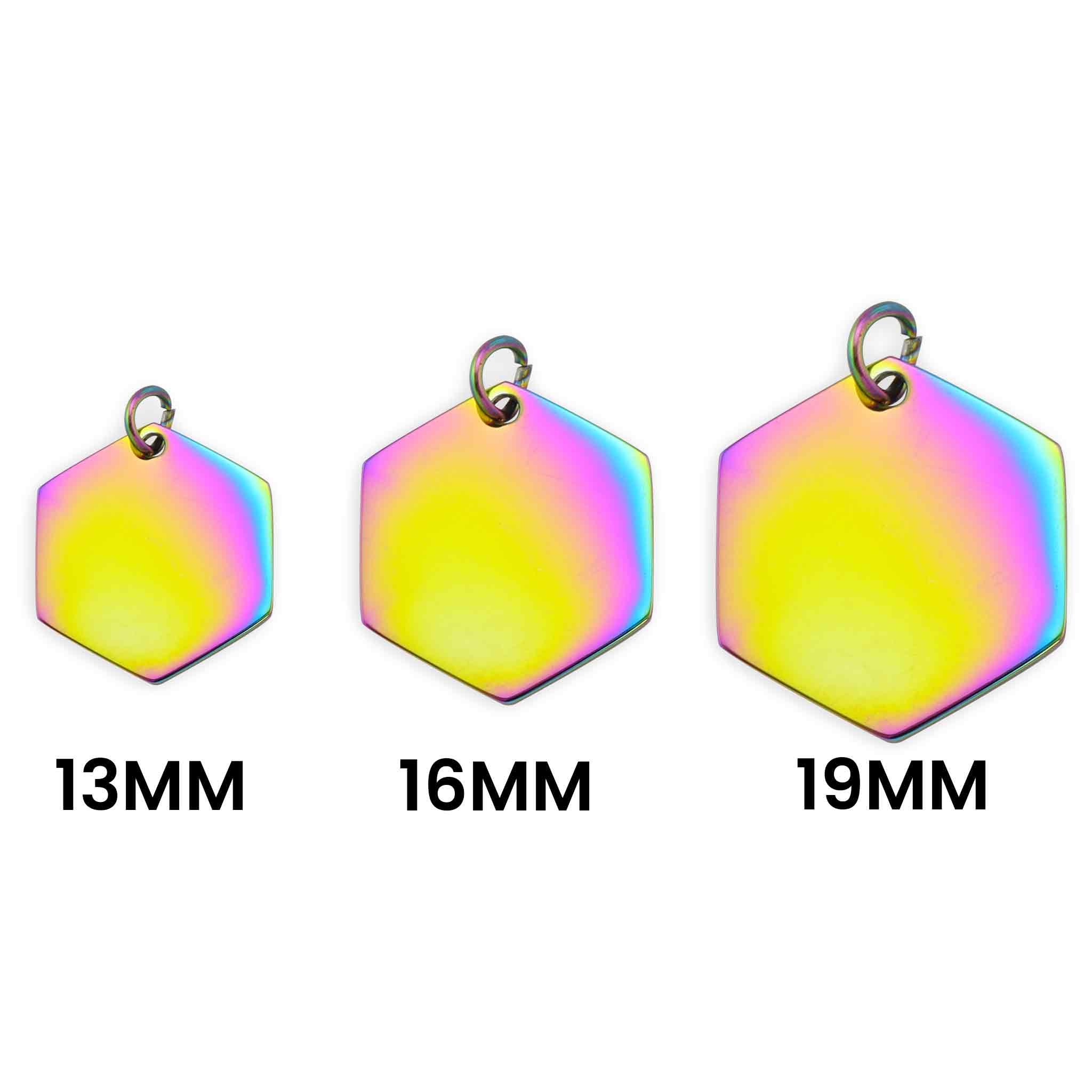 Rainbow Stainless Steel Blank Hexagon Pendant