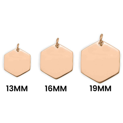 18K Rose Gold PVD Stainless Steel Blank Hexagon Pendant