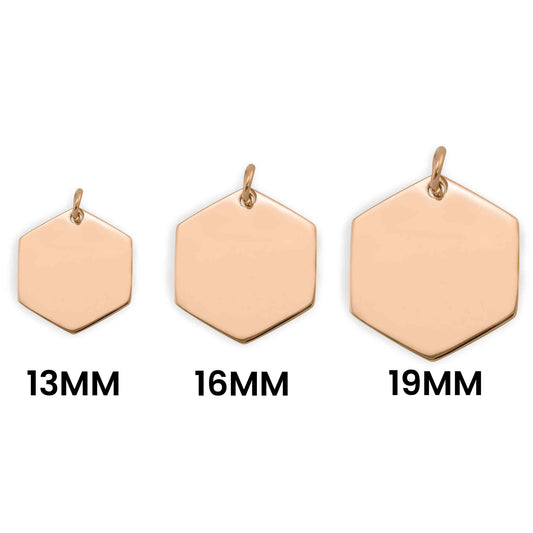 18K Rose Gold PVD Stainless Steel Blank Hexagon Pendant
