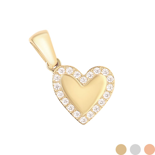 18K Gold PVD Stainless Steel CZ Heart Charm