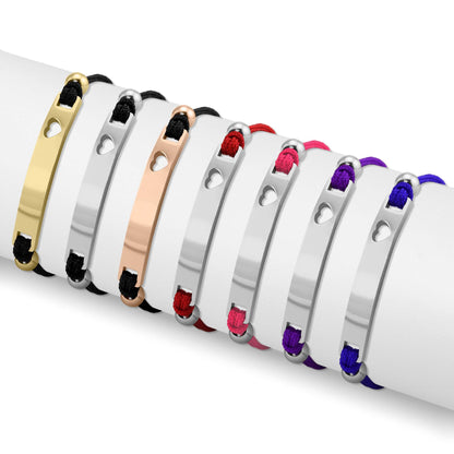 18K Gold PVD Stainless Steel Engravable Cutout Heart Friendship Curved Bar Bracelet