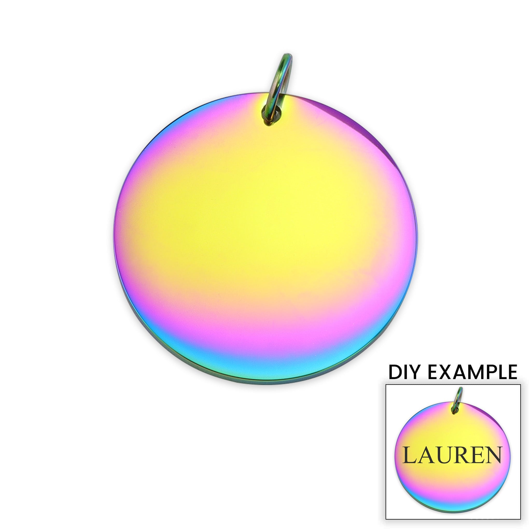 Rainbow Blank Stainless Steel Round Pendant