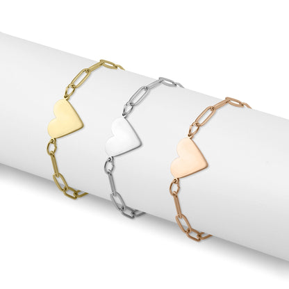 18K Gold PVD Stainless Steel Paperclip Heart Bracelet