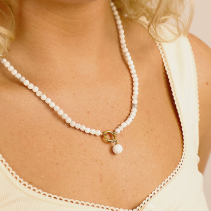 Semi Precious Natural Stone Charm Keeper Necklace