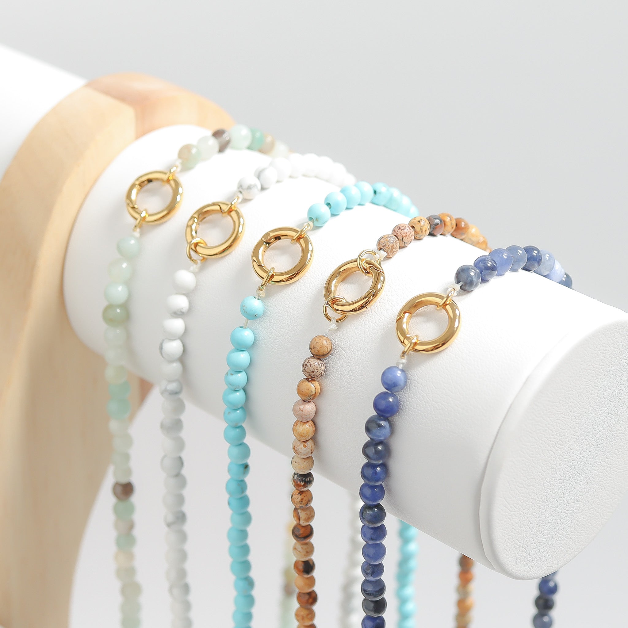 Semi Precious Natural Stone Charm Keeper Necklace