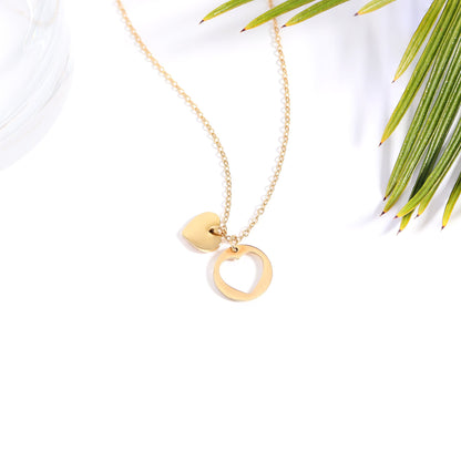 18K Gold PVD Stainless Steel Heart Cutout Necklace with 2" Extension