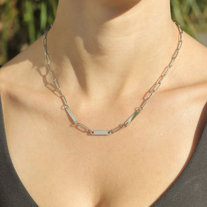 30pc 18K Gold PVD Coated Stainless Steel Engravable Paperclip Bar Necklace Bracelet Set