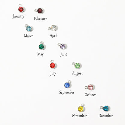Stainless Steel Cubic Zirconia Birthstone Charm