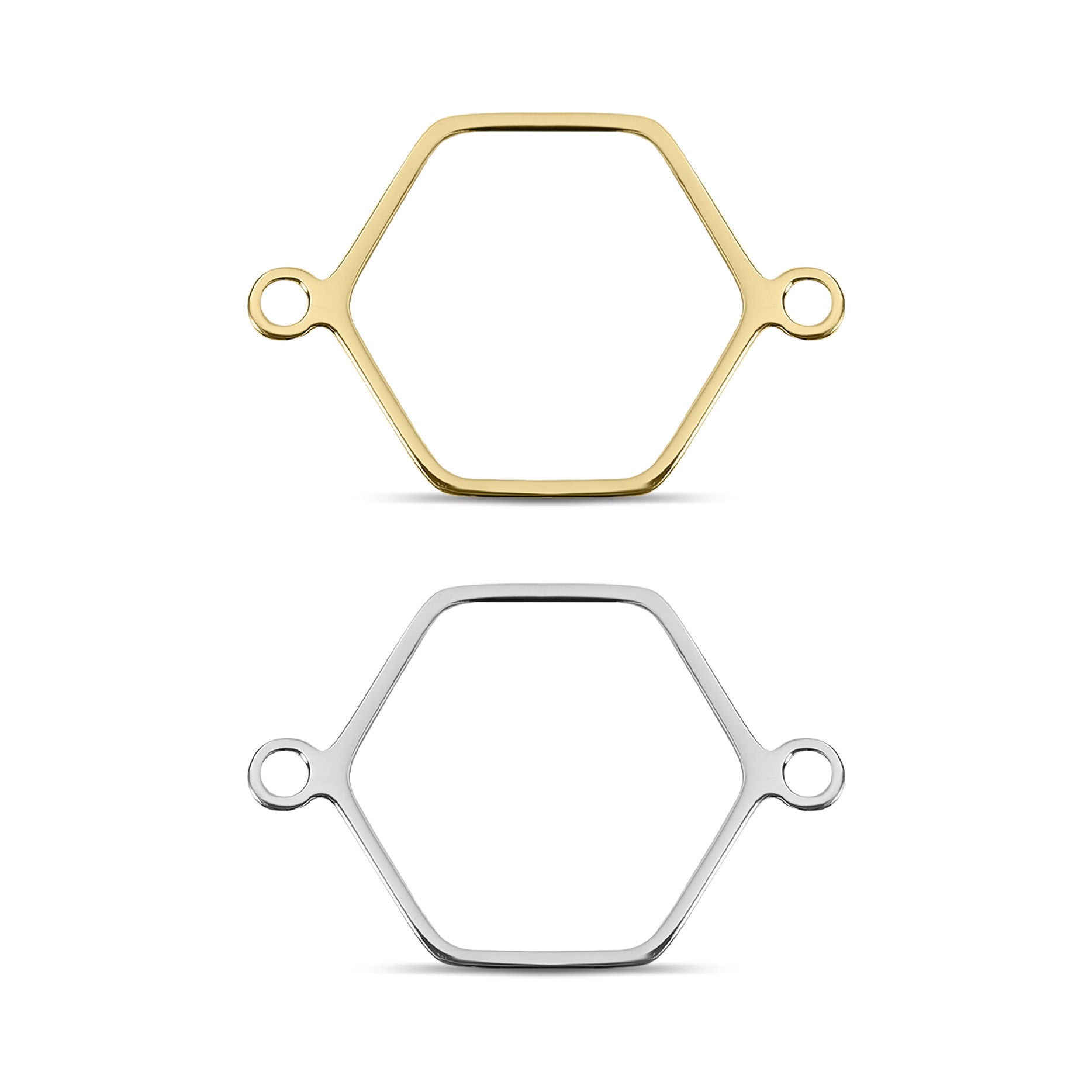 18K Gold PVD Stainless Steel Hexagon Connector Charms
