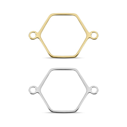 18K Gold PVD Stainless Steel Hexagon Connector Charms