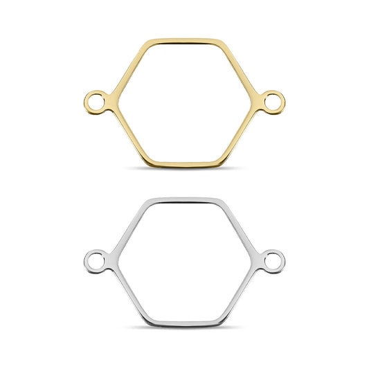 18K Gold PVD Stainless Steel Hexagon Connector Charms