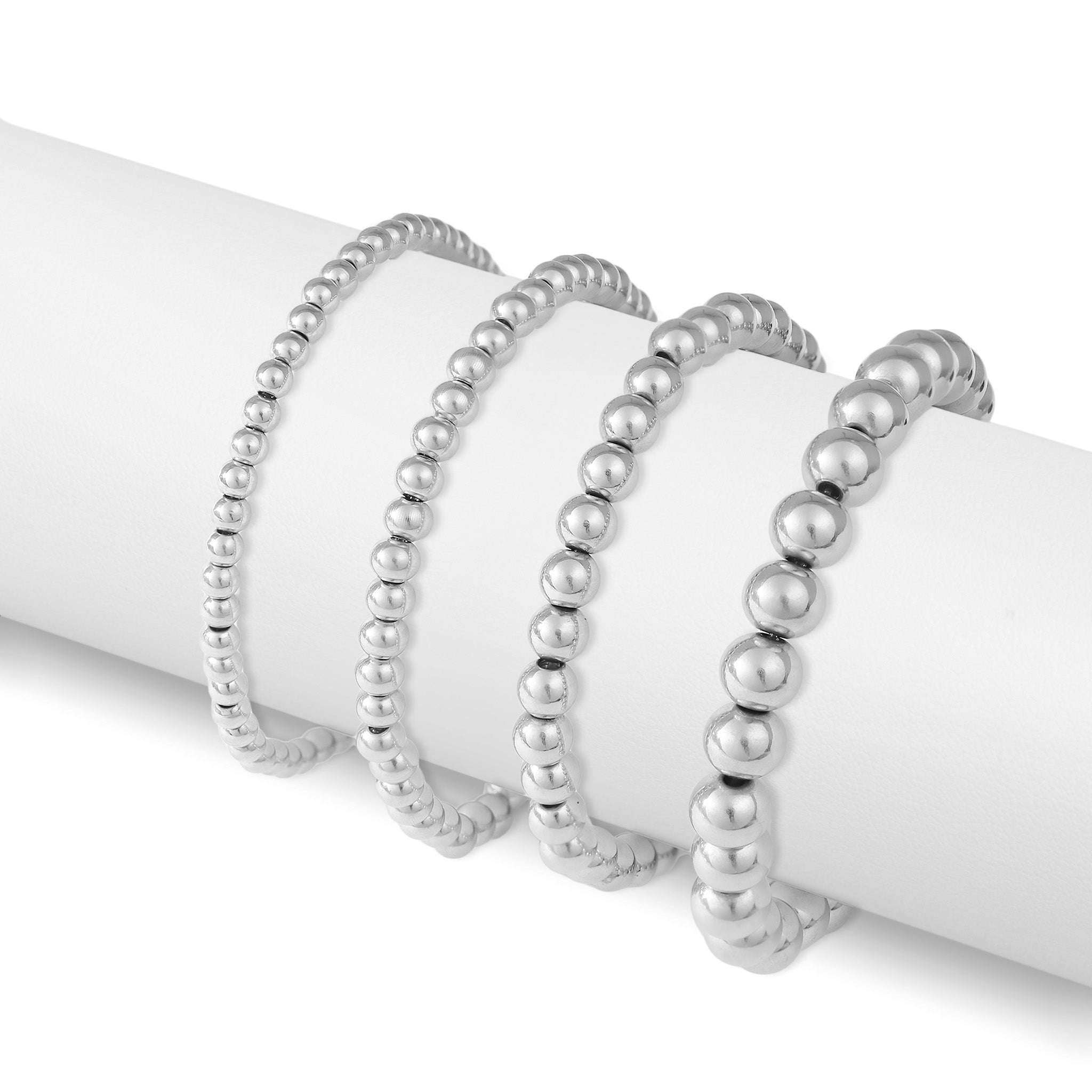 Stainless Steel Metal Bead Stretch Bracelet