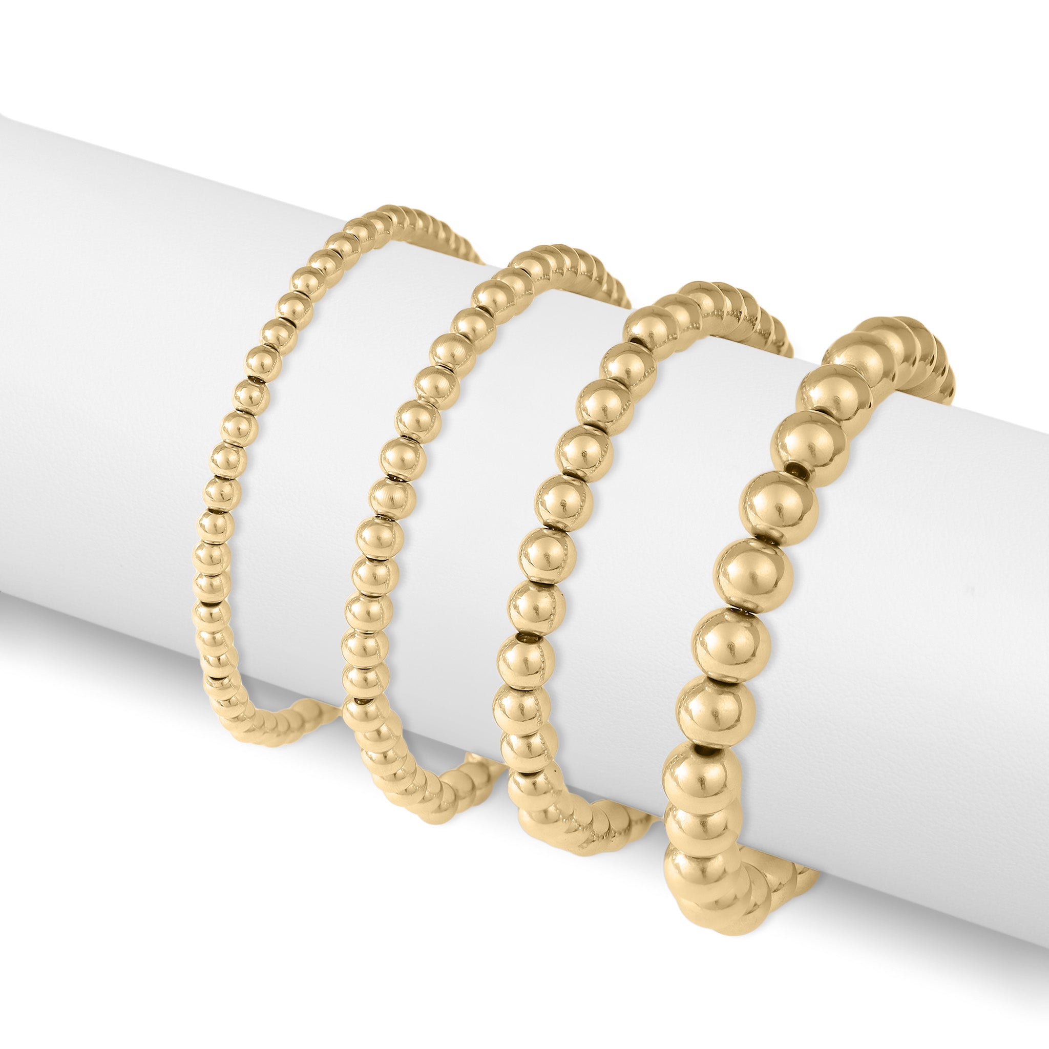 18K Gold PVD Stainless Steel Beaded Stretch Bracelet
