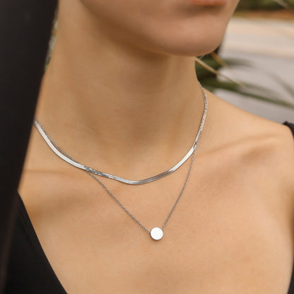 18K Gold PVD Stainless Steel Mini Circle Necklace