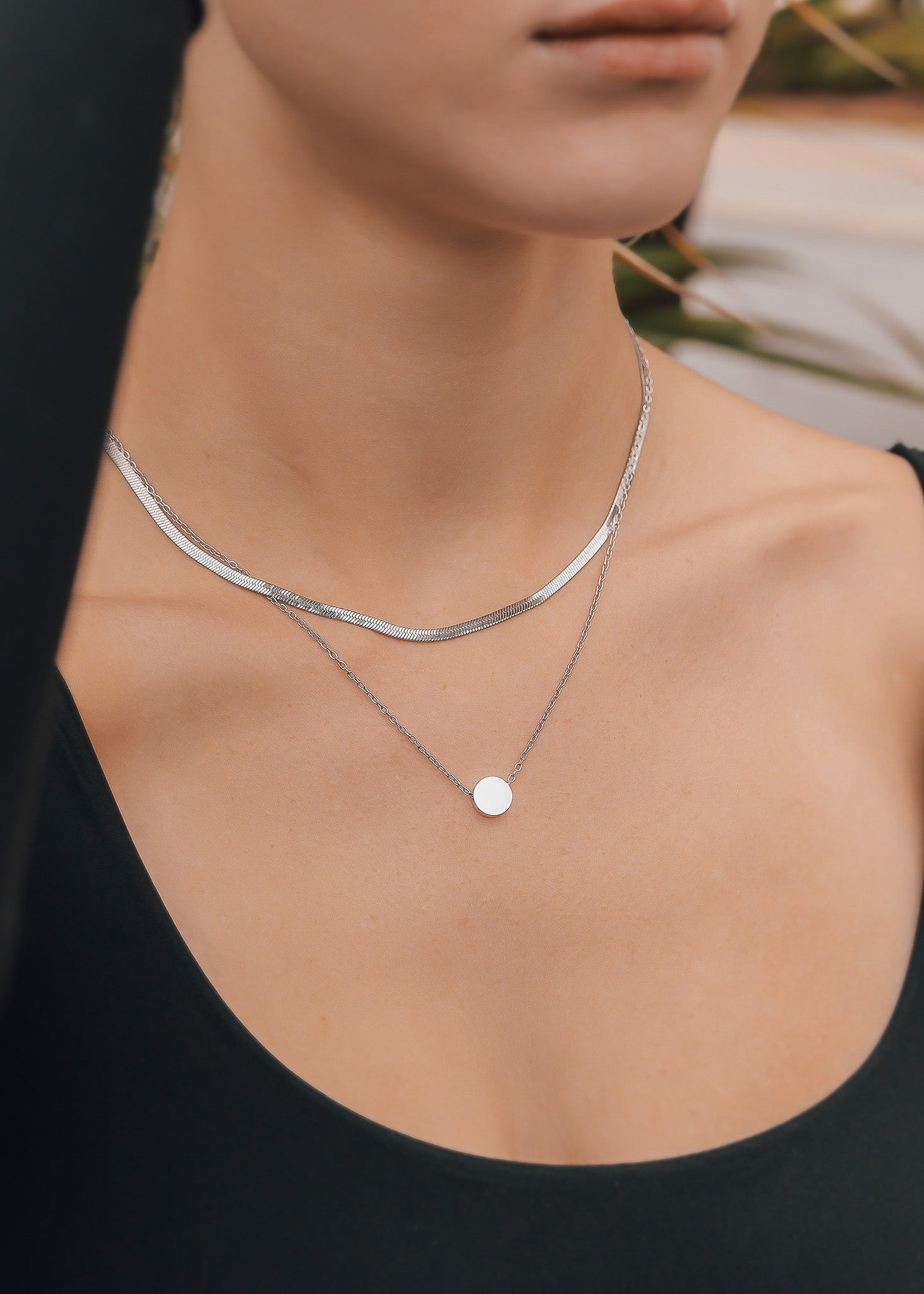 Stainless Steel Herringbone Chain Necklace