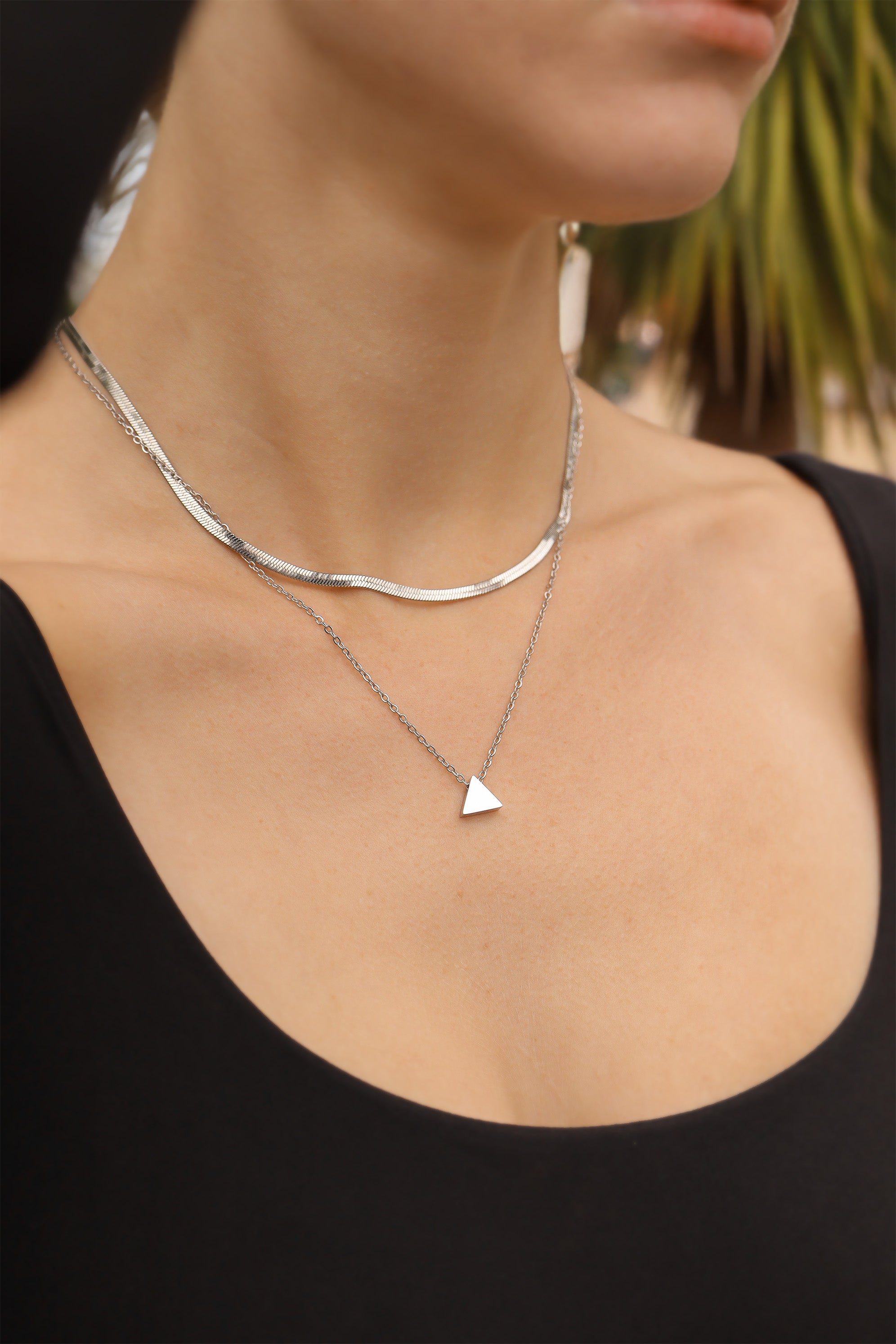 18K Gold PVD Stainless Steel Mini Triangle Necklace