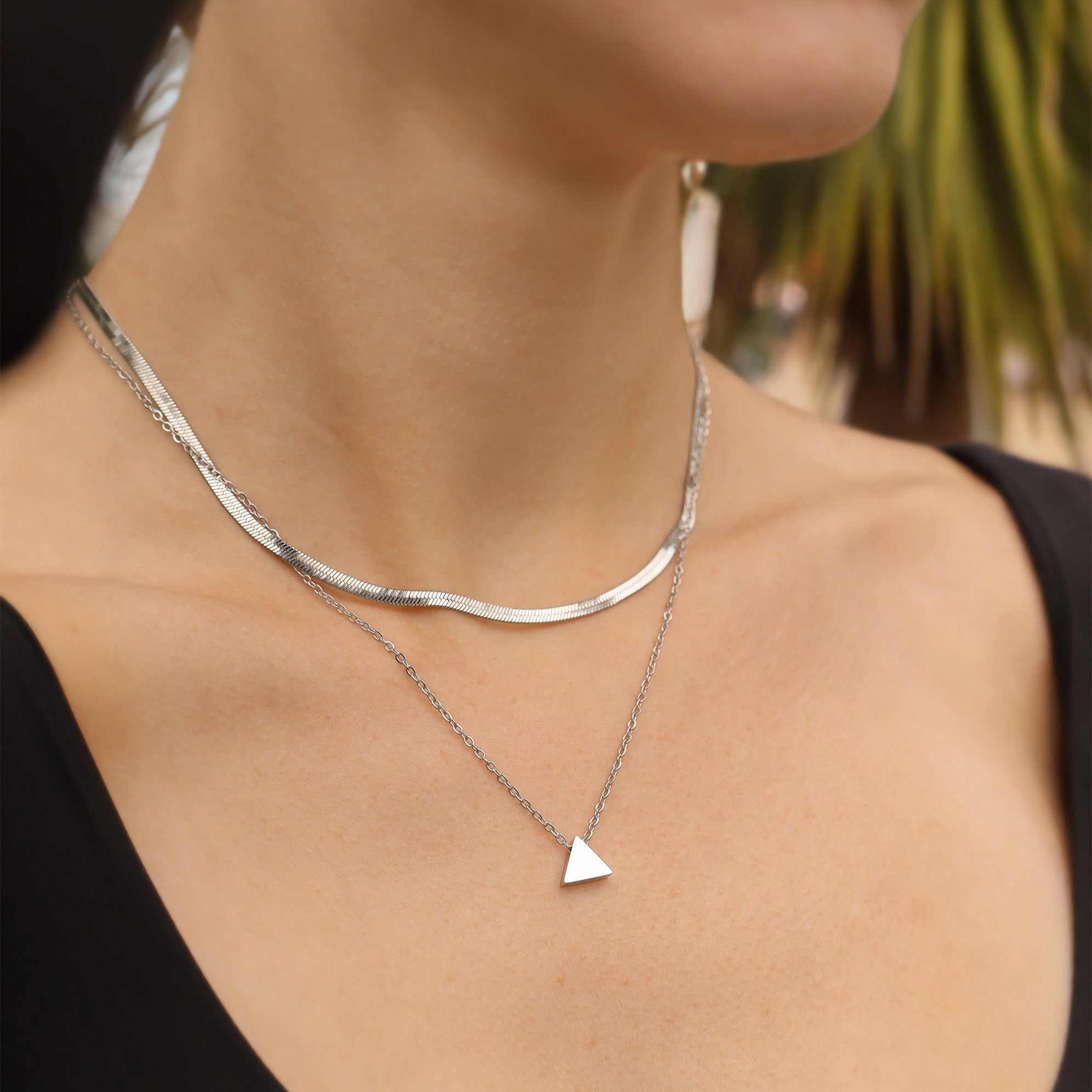 18K Gold PVD Stainless Steel Mini Triangle Bead Pendant