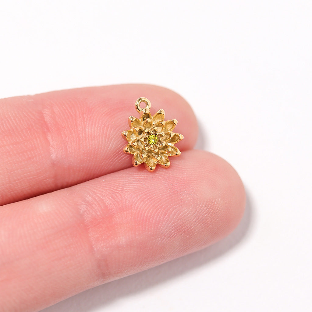 18K Gold PVD Stainless Steel Vertical 3D Birth Flower Charm