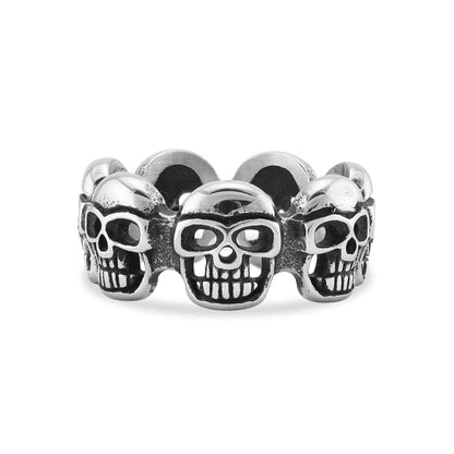 Stainless Steel Polished Multi Skull Ring