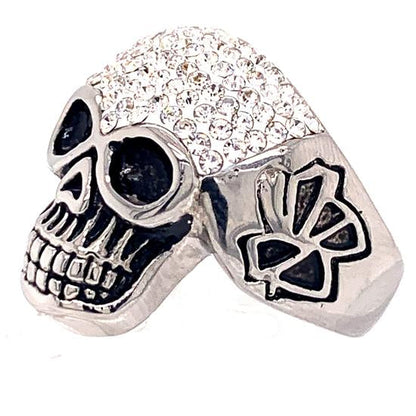 Skull With Tiny Clear Accent CZ Stones Stainless Steel Ring