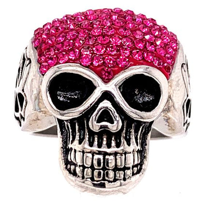 Skull With Tiny Purple Accent CZ Stones Stainless Steel Ring