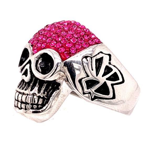 Skull With Tiny Purple Accent CZ Stones Stainless Steel Ring