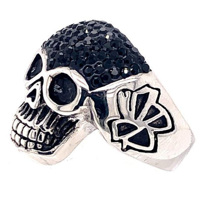 Skull With Tiny Black CZ Accents Stainless Steel Ring