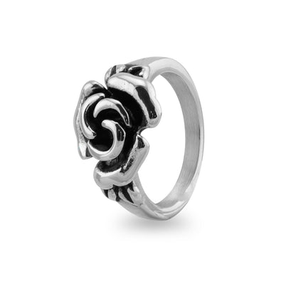 Stainless Steel Detailed Rose Ring
