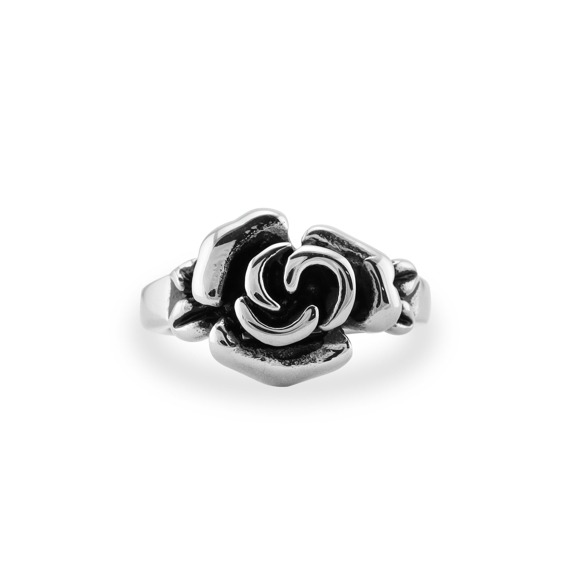 Stainless Steel Detailed Rose Ring