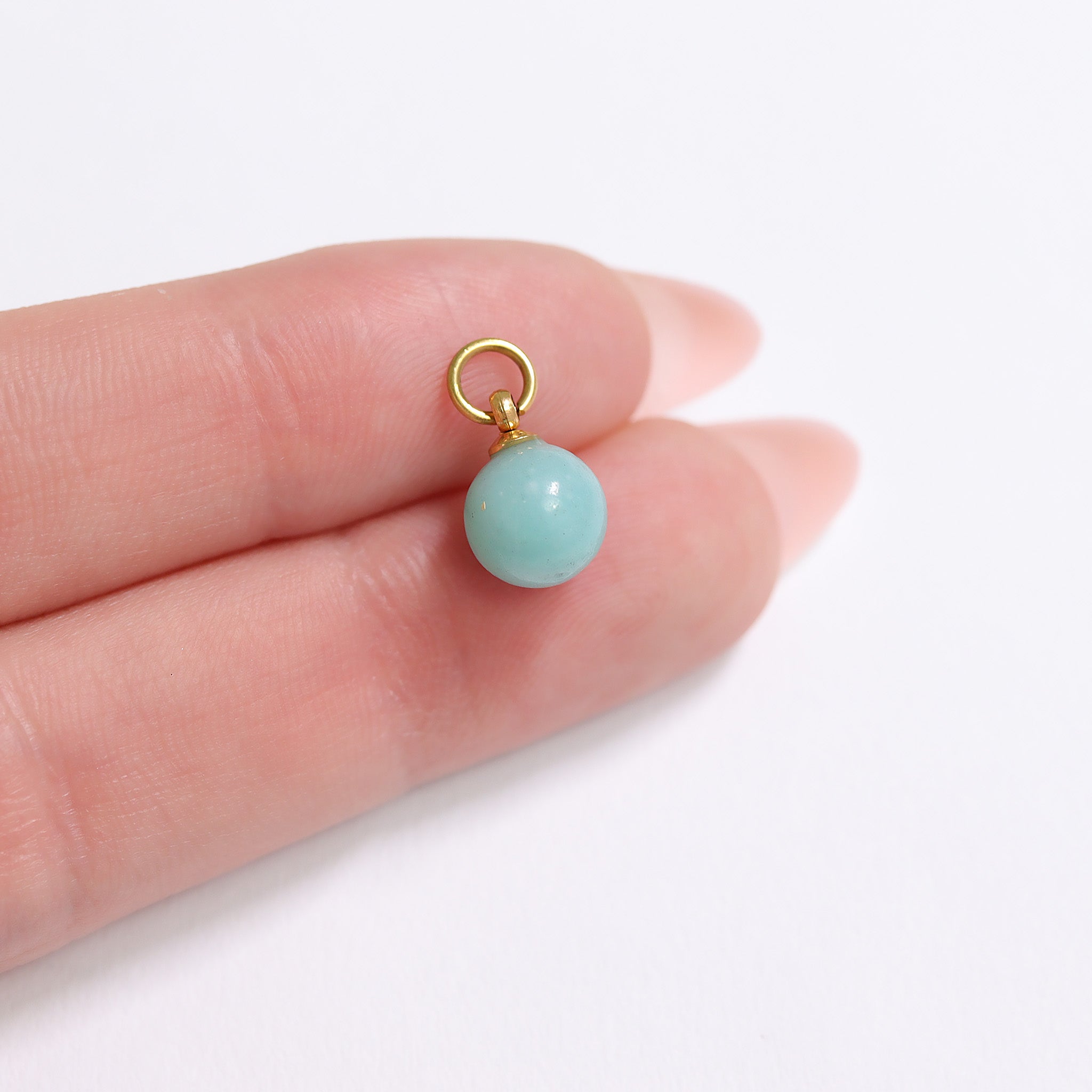 18K Gold PVD Stainless Steel Semi Precious Natural Stone Charms