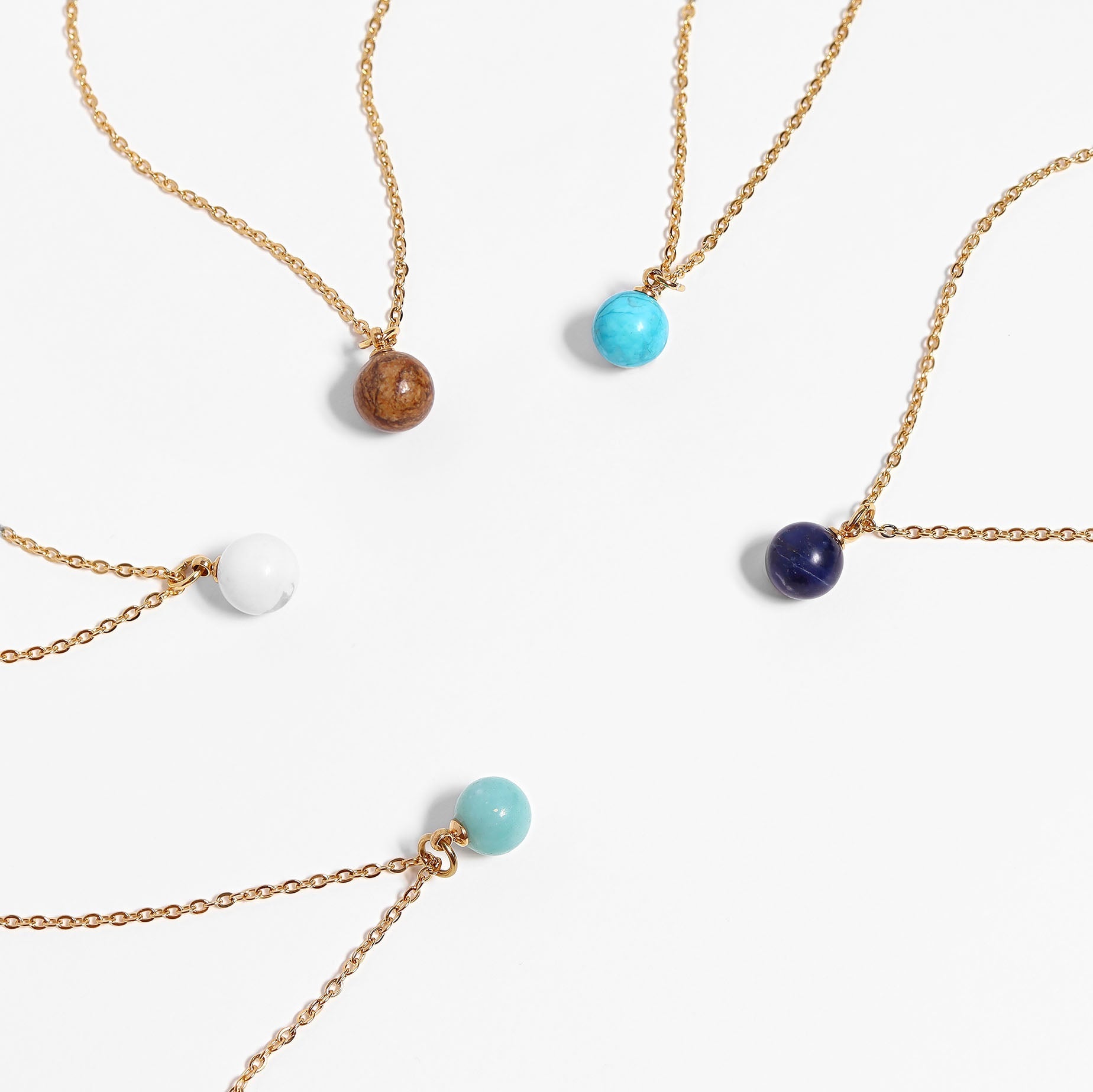 18K Gold PVD Stainless Steel Semi Precious Natural Stone Charms
