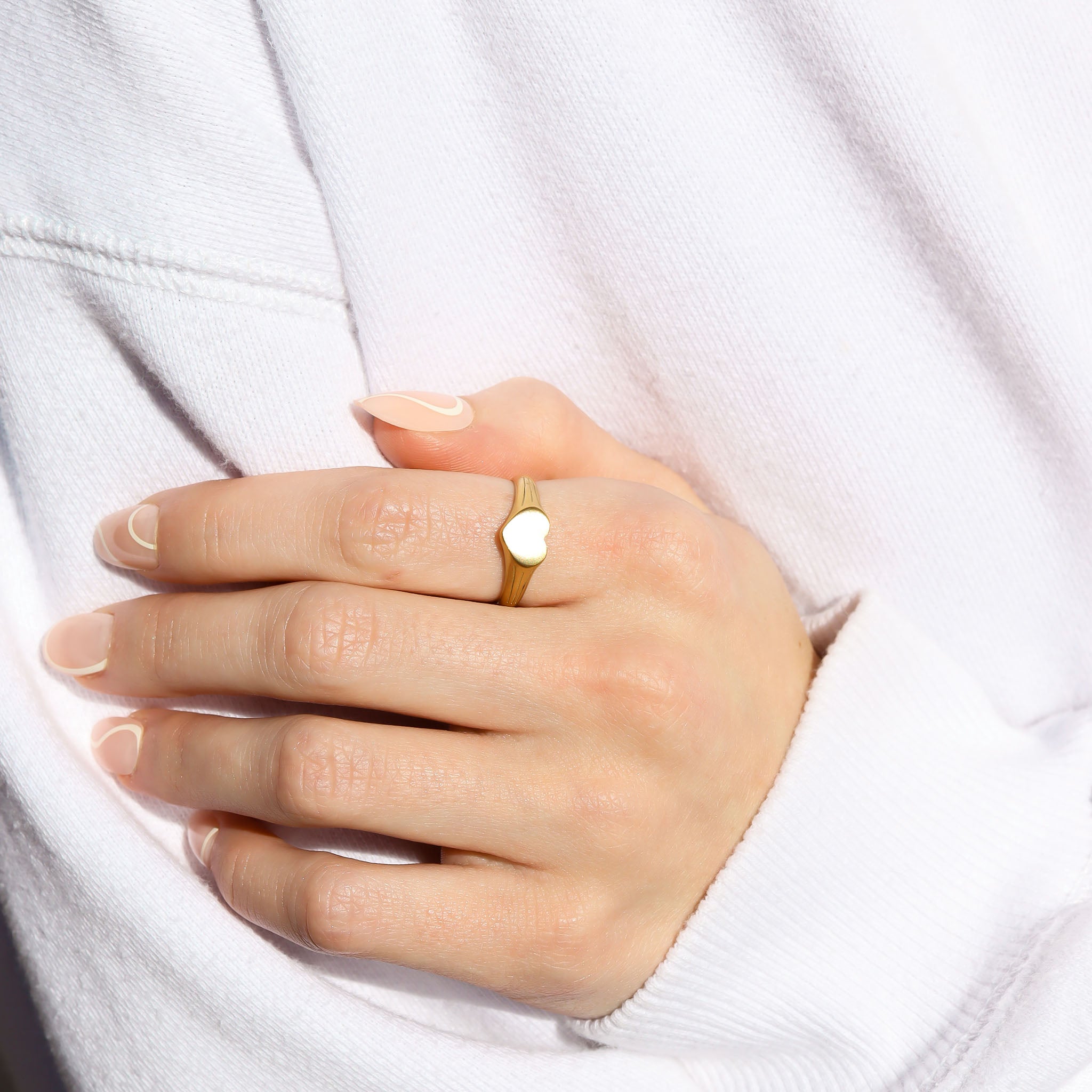 18K Gold PVD Stainless Steel Blank Engravable Heart Signet Ring