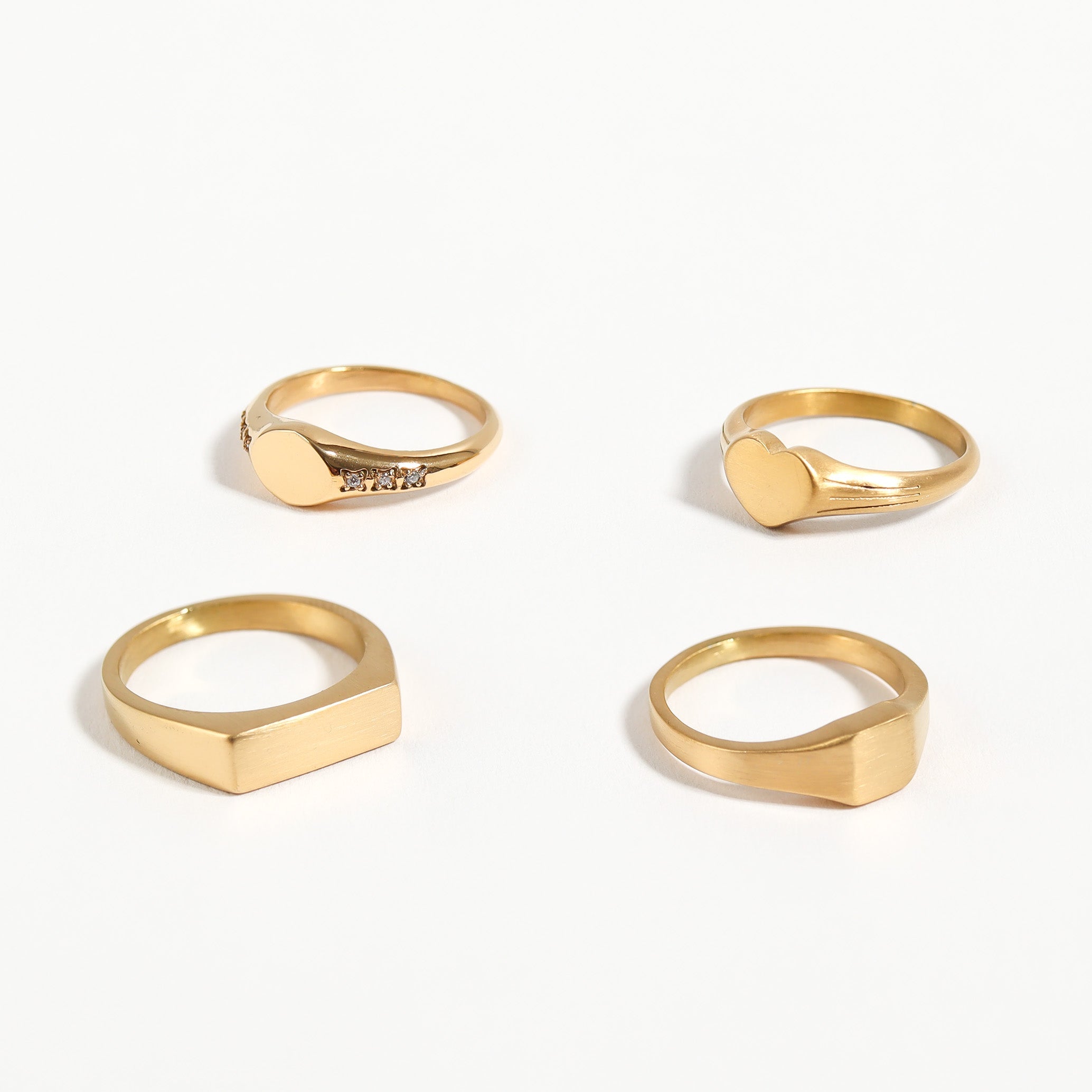 18K Gold PVD Stainless Steel Blank Engravable Heart Signet Ring