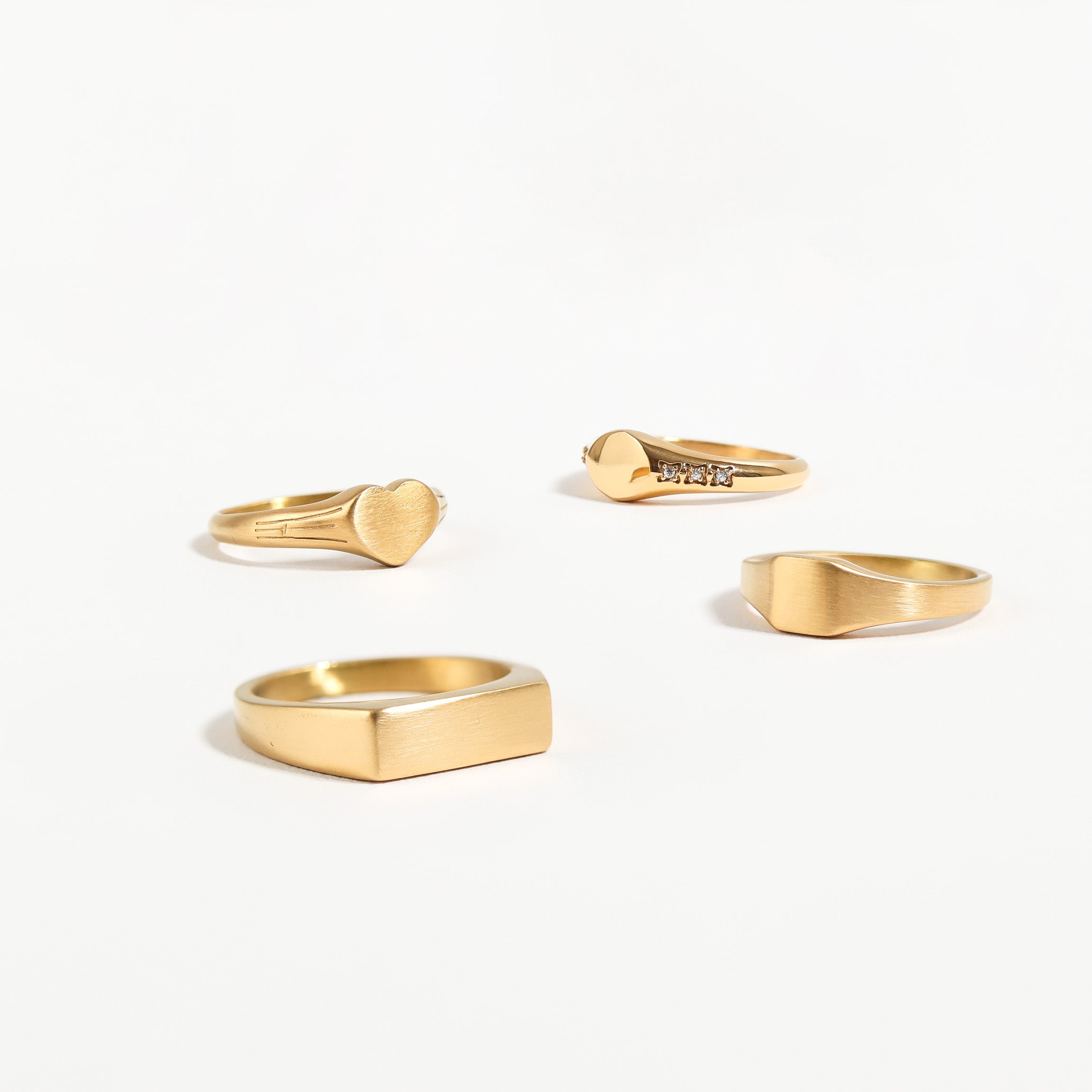18K Gold PVD Stainless Steel Blank Engravable Rectangle Signet Ring