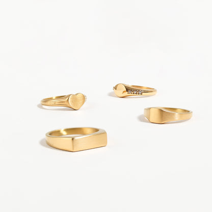 18K Gold PVD Stainless Steel Blank Engravable Rectangle Signet Ring