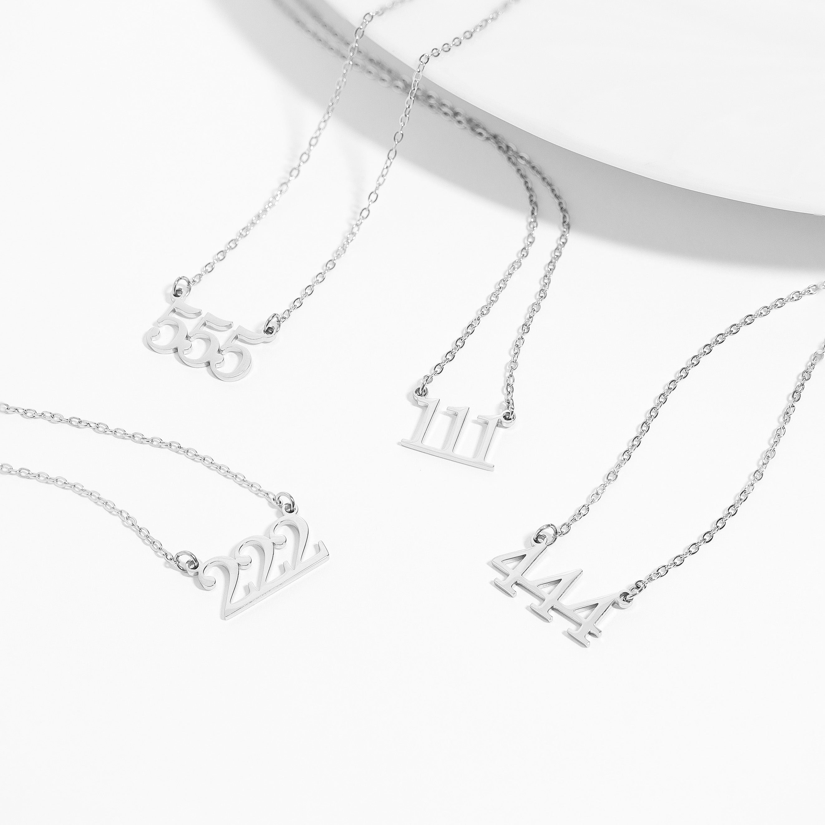27 pc 18K Gold PVD Stainless Steel Angel Number Necklace Set