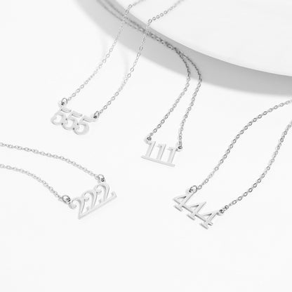 27 pc 18K Gold PVD Stainless Steel Angel Number Necklace Set