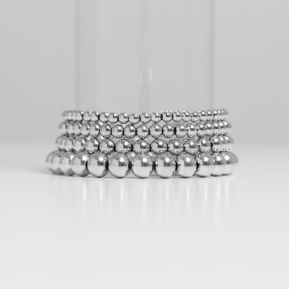 Stainless Steel Metal Bead Stretch Bracelet