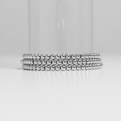 Stainless Steel Metal Bead Stretch Bracelet