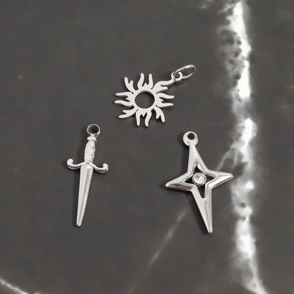 18K Gold PVD Stainless Steel Sunburst Charm