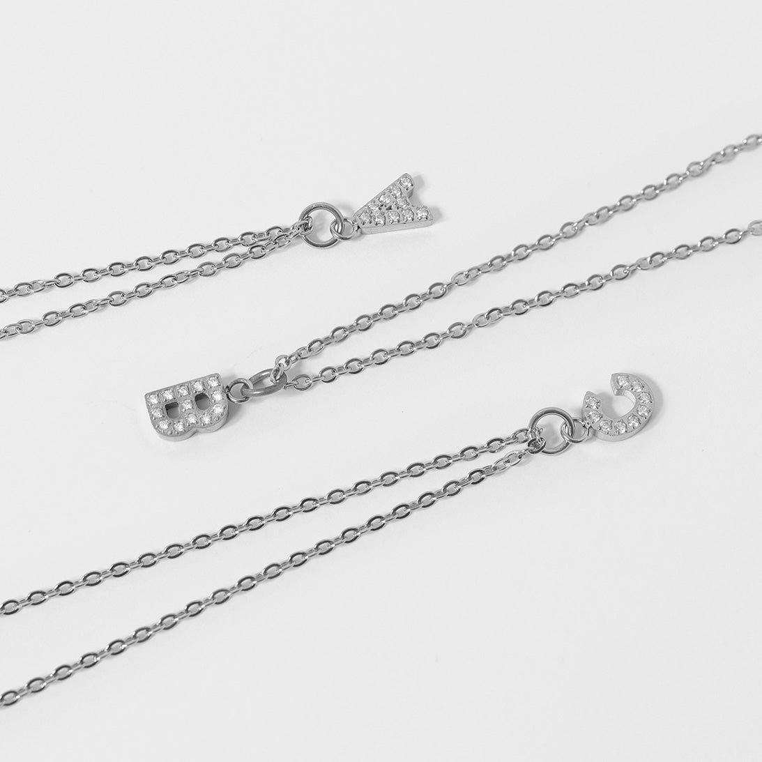 Stainless Steel Pave Set CZ Initial Letter Charms