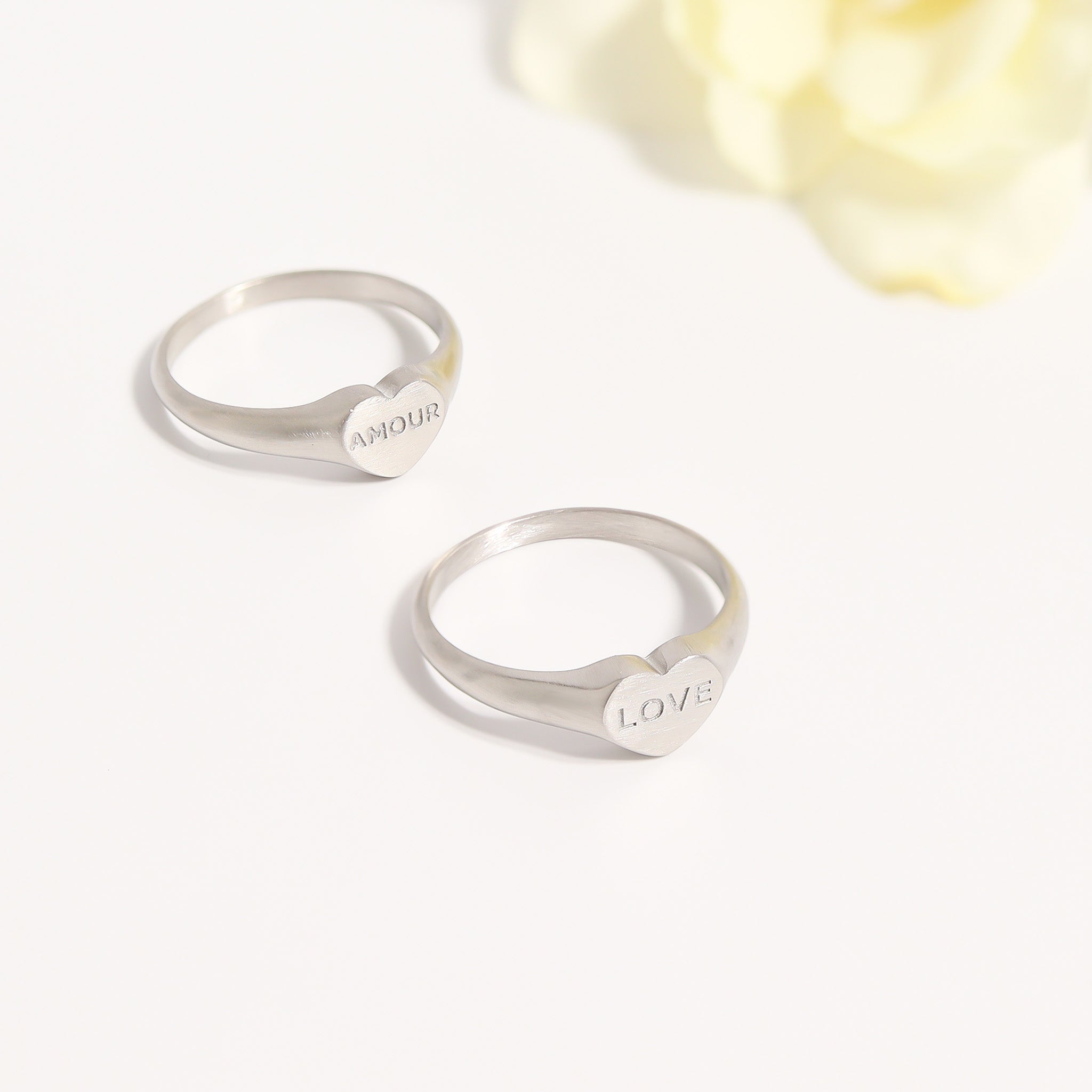 18K Gold PVD Stainless Steel Amour Heart Signet Ring